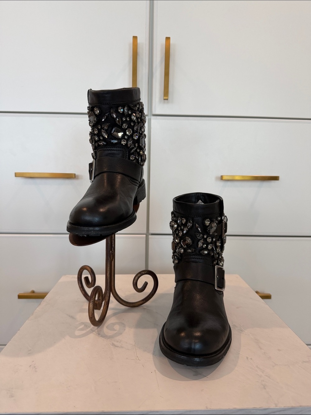 Jimmy Choo Studded Black Leather Women's Ankle Booties